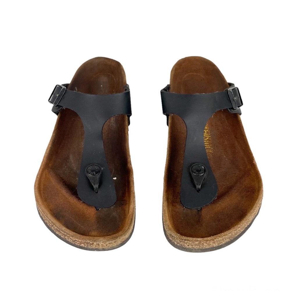Birkenstock Gizeh Black Leather Sandals Womens Sz 38 / US 7